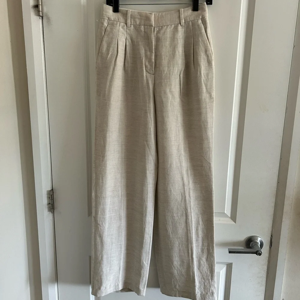 Wilfred effortless Straight Leg Linen-Blend Pants in Light Ivory